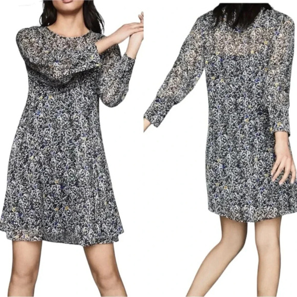 Reiss Charlotte Burnout Silk Blend Mini Dress Black Size 2 - Picture 12 of 12